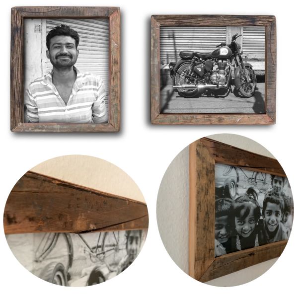 Wand-Bilderrahmen Fund-Holz 20x30cm Fotorahmen Vintage Retro Recycelt