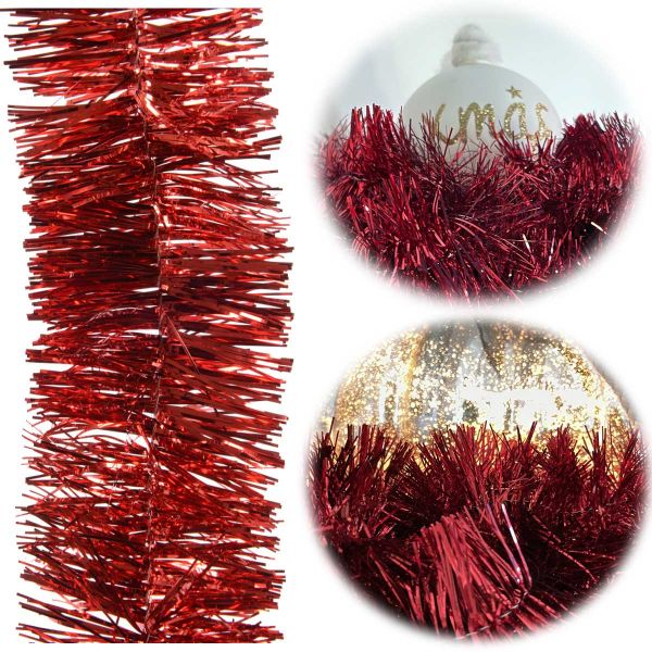 Brillant Weihnachts-Girlande 270cm Rot Glänzend Fasching Party Baum-Deko
