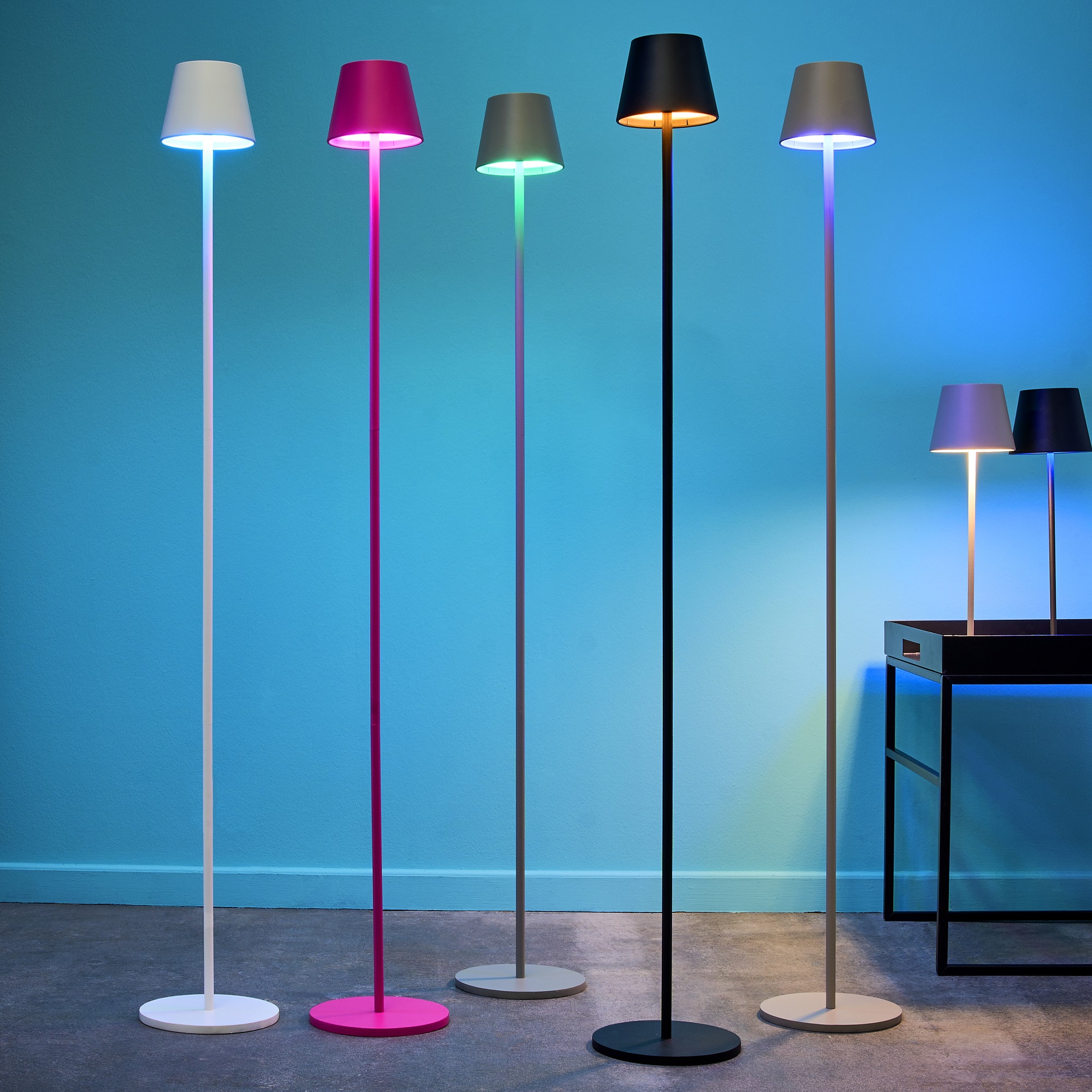 LED Touch RGB Stehlampe Ribe Schwarz 113cm kabellos Stehleuchte Dimmer  Outdoor | LS-LebenStil