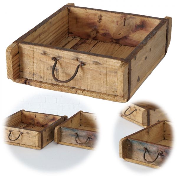 Holz Aufbewahrung-Box 31x25cm 1-fach Ziegelform Optik Schublade Cutlery Deko