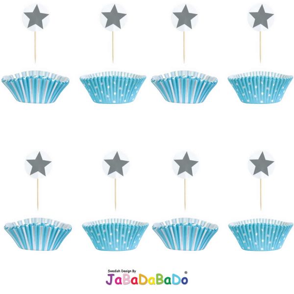 JaBaDaBaDo 24tlg Cupcake Set Blau Muffin Backförmchen Geburtstag Z17143