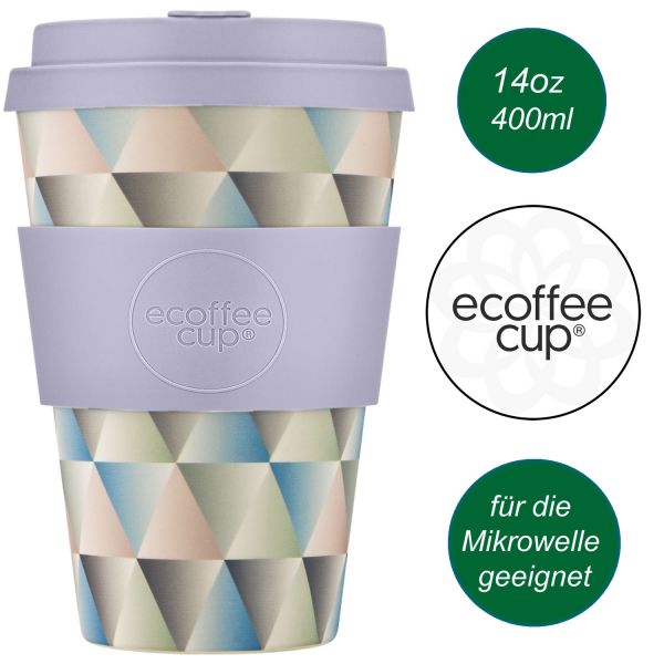 Ecoffee Cup 400ml Magnificent Grau Blau PLA Coffee to Go Becher Wiederverwendbar