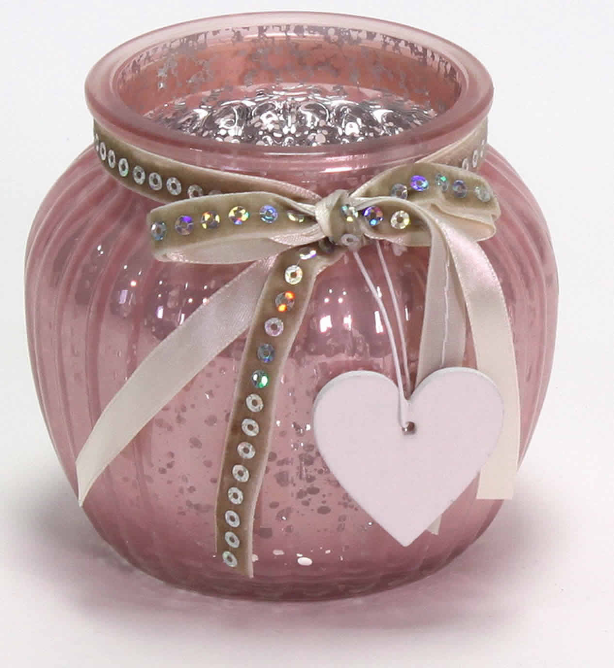 Teelichtglas Rose LS-LebenStil Glas Teelichthalter Rosa Windlicht 11cm | 2x Stern Set