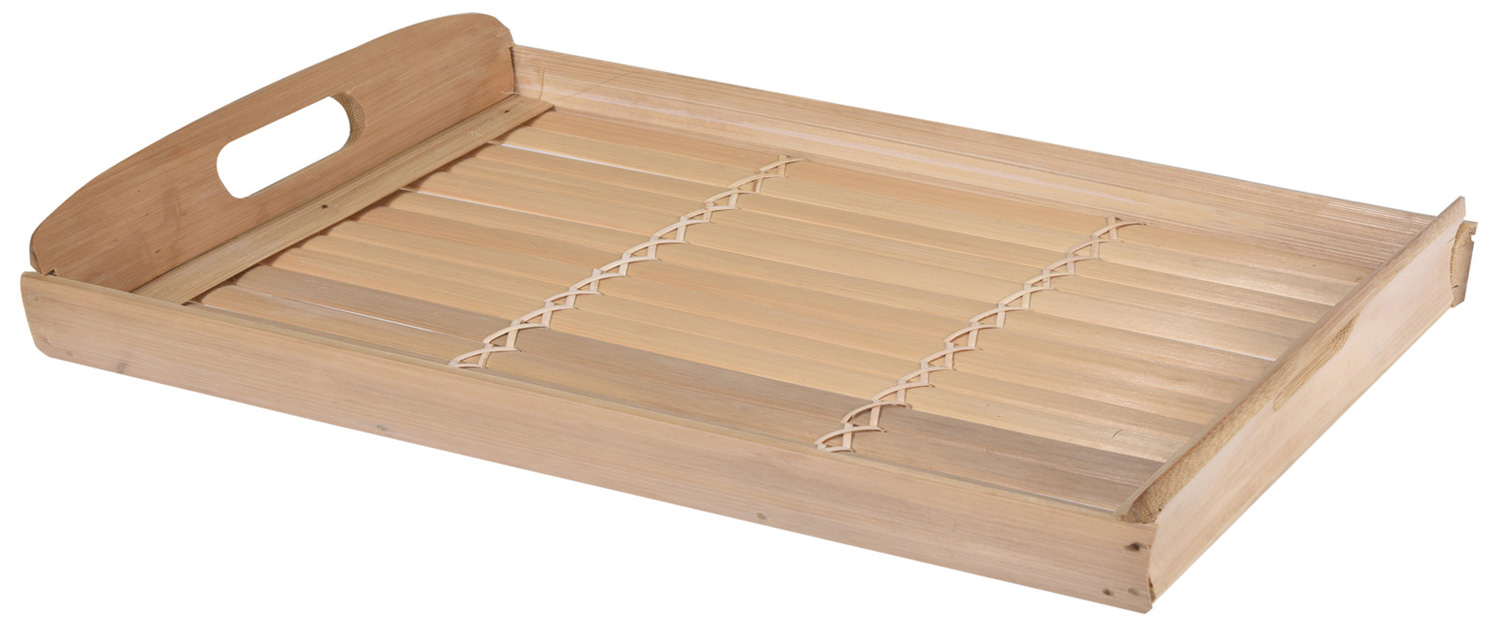 Braun Set Deko-Tablett Bambus 3x Holz-Tablett | Natur Serviertablett LS-LebenStil