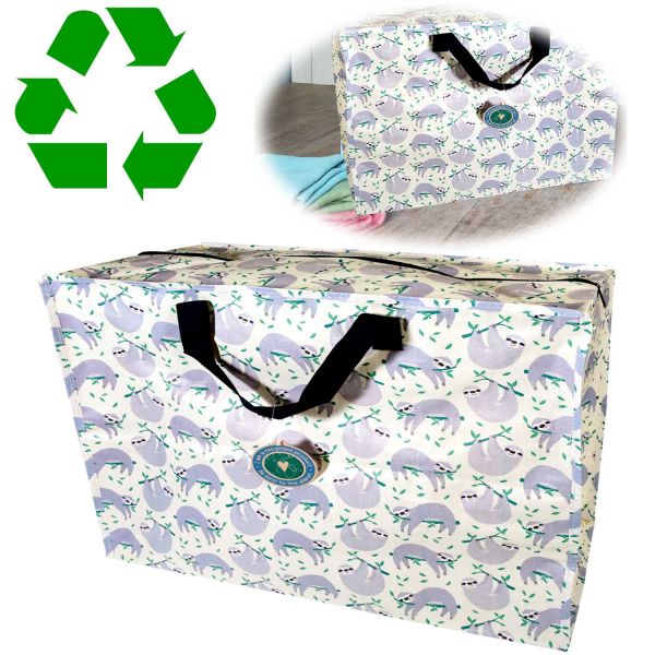XXL Jumbo Bag Faultier Grau 55cm Recycled Allzwecktasche Einkaufstasche