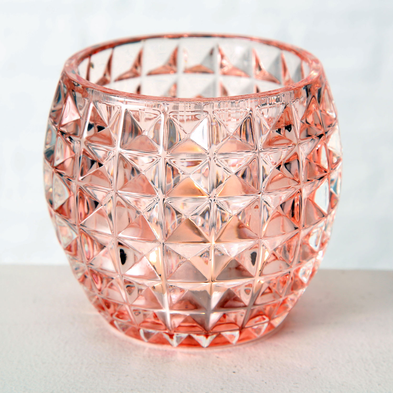 10cm Rosa Glas Set LS-LebenStil Windlicht-Halter Teelichthalter Teelichtglas 3 | Rose