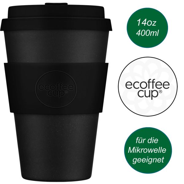 Ecoffee Cup 400ml Kerr Napier Schwarz PLA Coffee to Go Becher Wiederverwendbar