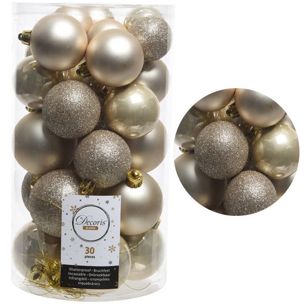 30 Kunststoff Weihnachtskugeln Perle 4cm-6cm Baumkugel Dekokugel