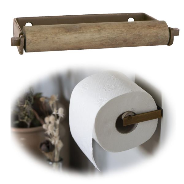 Vintage Metall Toilettenpapierhalter Bronze 13cm Altum Holzrolle Rollenhalter