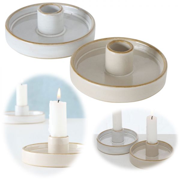 2´er Set Stabkerzen Kerzenständer Keramik 10cm Kerzenhalter Kerzenleuchter