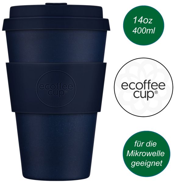 Ecoffee Cup 400ml Dark Energy Blau PLA Coffee to Go Becher Wiederverwendbar