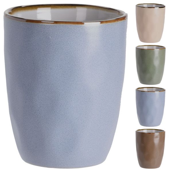 Vintage Kaffeebecher 4´er Set 260ml Keramik Trinkbecher ohne Henkel