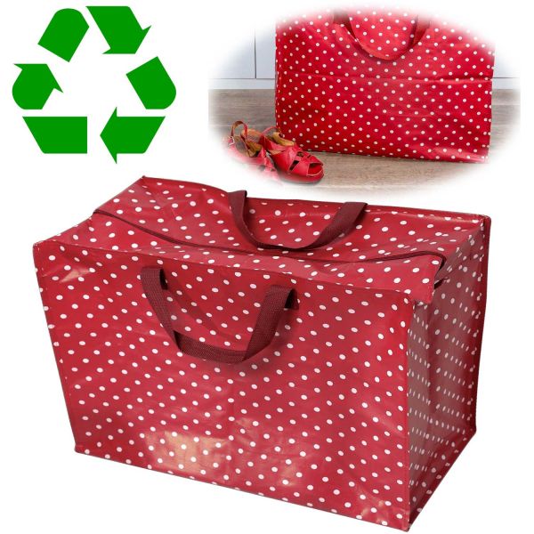 XXL Jumbo Bag Dot´s Rot Weiß 55cm Recycled Allzwecktasche Einkaufstasche