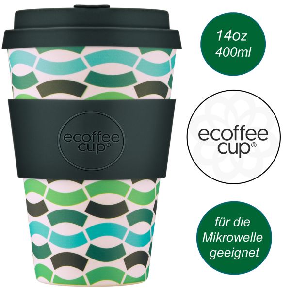 Ecoffee Cup 400ml Green Polka Grün Blau PLA Coffee to Go Becher Wiederverwendbar
