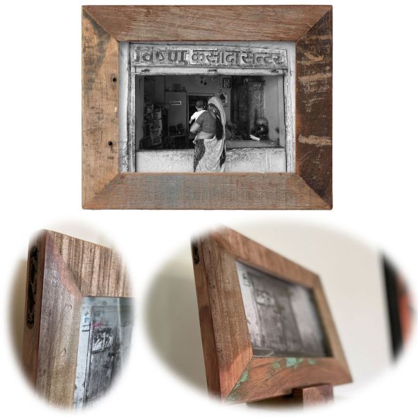 Vintage Wand-Bilderrahmen 20x15cm Fund-Holz Recycelt Fotorahmen Retro