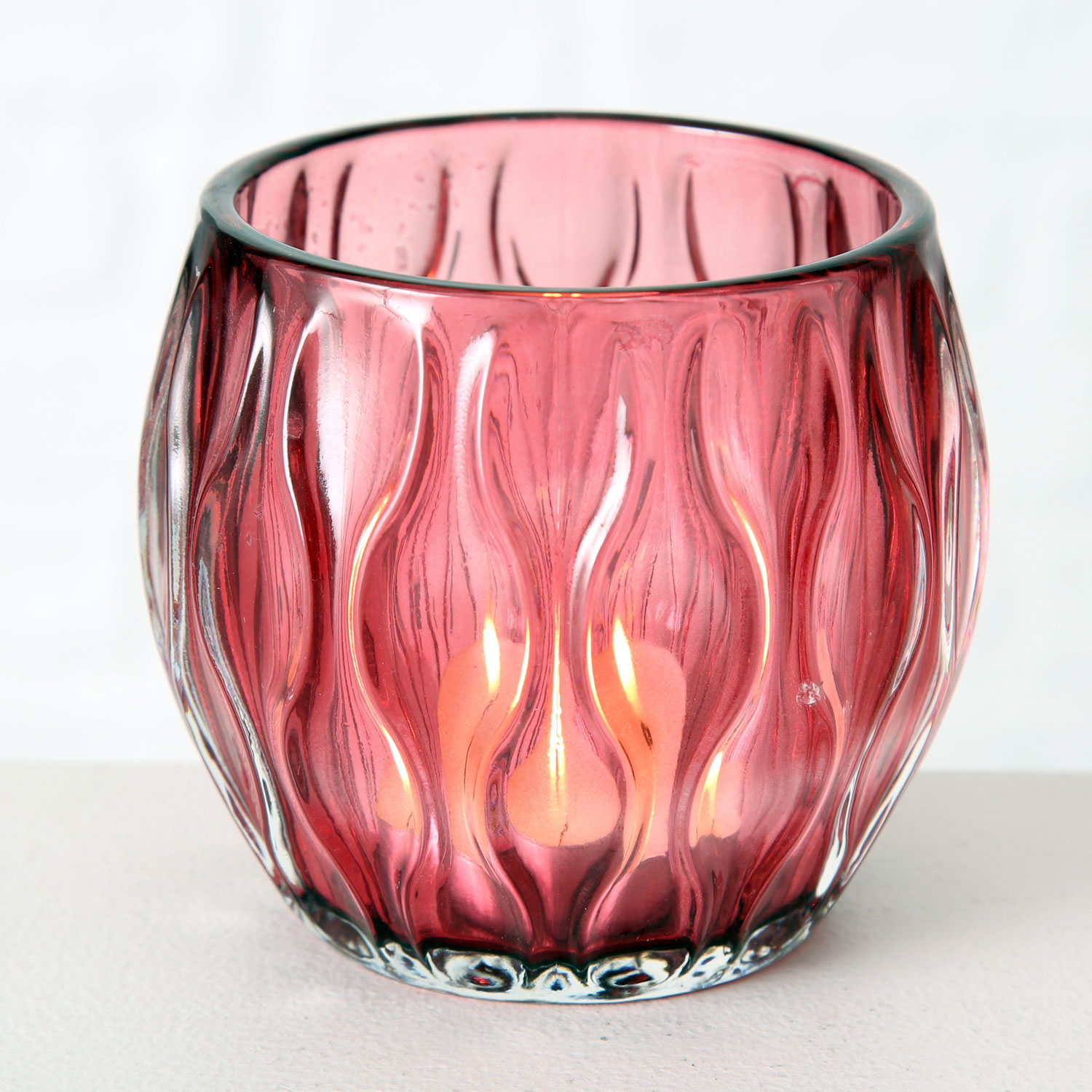 Glas 3 10cm Rose | Teelichtglas Windlicht-Halter Set Teelichthalter LS-LebenStil Rosa
