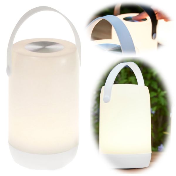 LED Touch Gartenlaterne 19cm Weiß Dimmbar Camping-Leuchte Windlicht