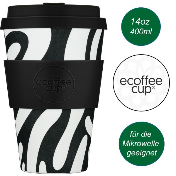 Ecoffee Cup 400ml Basket Case Schwarz PLA Coffee to Go Becher Wiederverwendbar