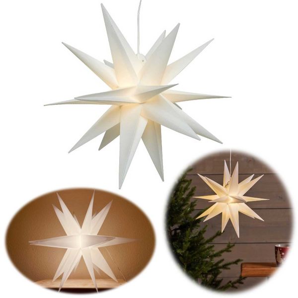 3D Außen Leuchtstern Ø 60cm Weiß 6 LED Beleuchtet Weihnachtsstern Faltstern