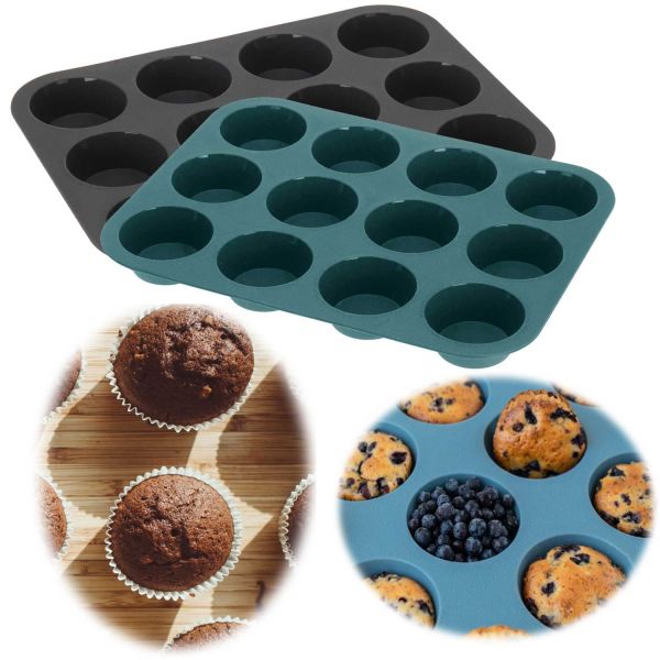 2x 12´er Silikon Muffinform Set BPA-Frei Cupcake Brownie Muffinblech