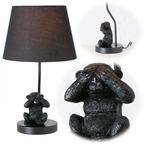 Tischlampe Black Monkey Affe Schwarz 45cm Tischleuchte Nachttischlampe