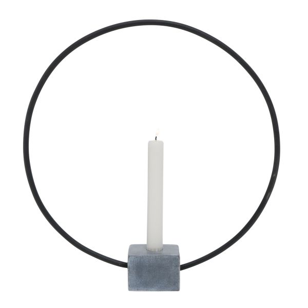 Kerzenständer Beton-Optik Grau Rund 38cm Kerzenhalter Kerzenleuchter