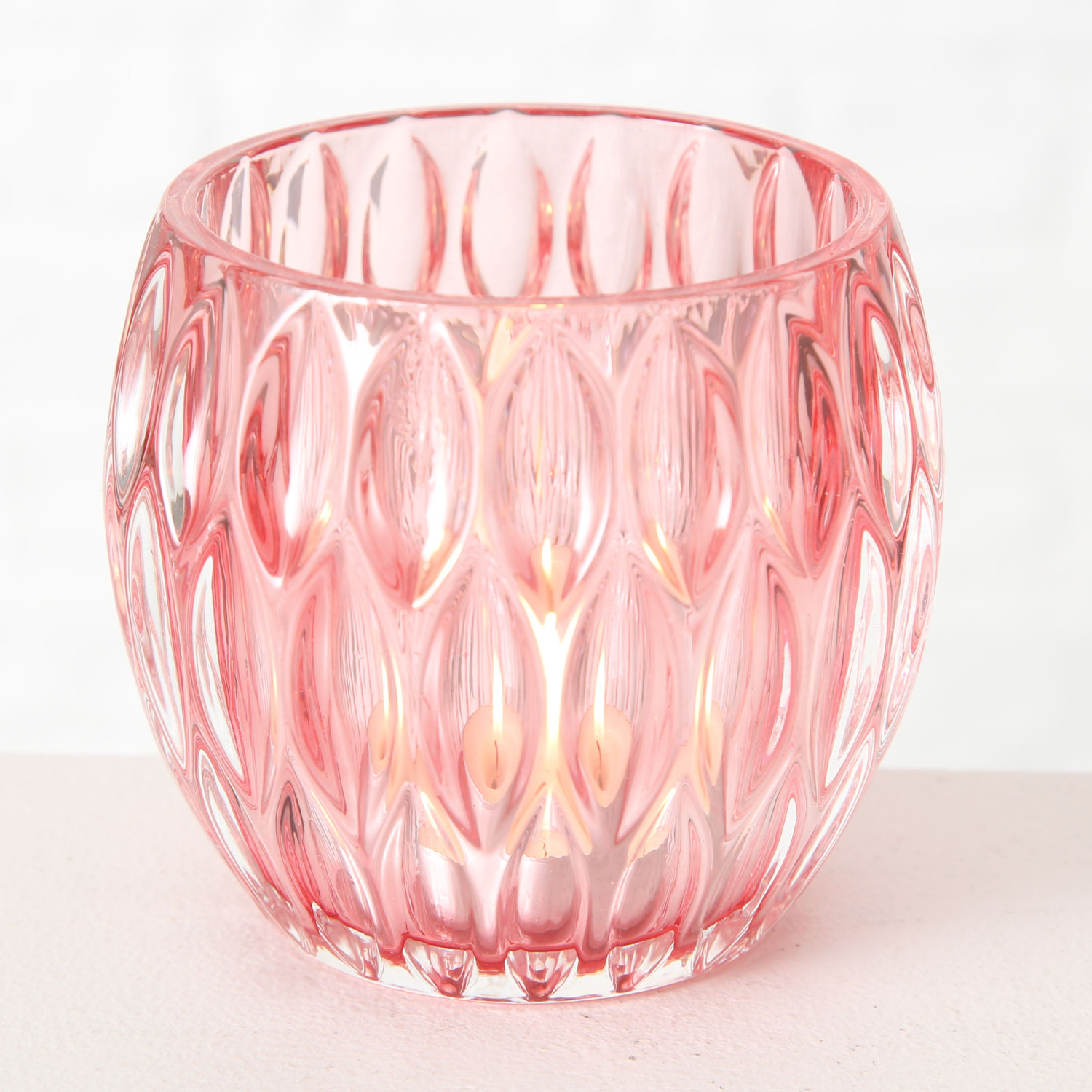 LS-LebenStil | Rose 3 10cm Glas Rosa Windlicht-Halter Teelichtglas Teelichthalter Set