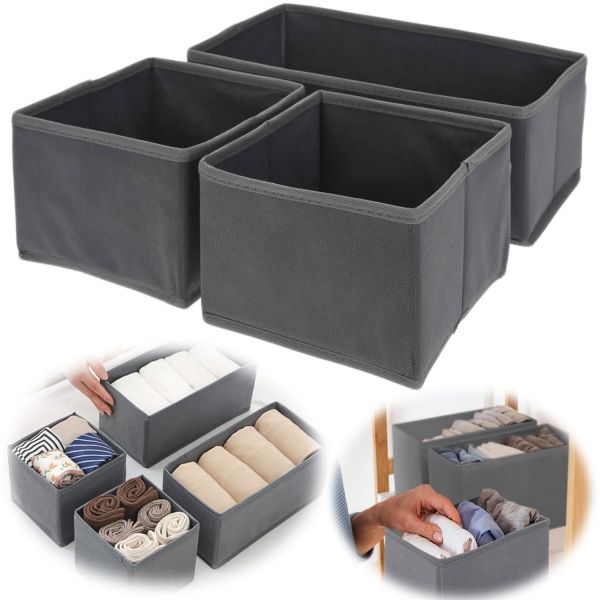Schubladen Organizer 3´er Set Ordnungssystem Regalbox Aufbewahrungsbox Faltkiste