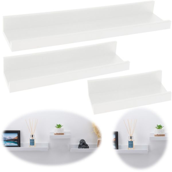Wandregal Set 3-fach Weiß 3 Regale Küchen-Regal Bücher Wand-Board