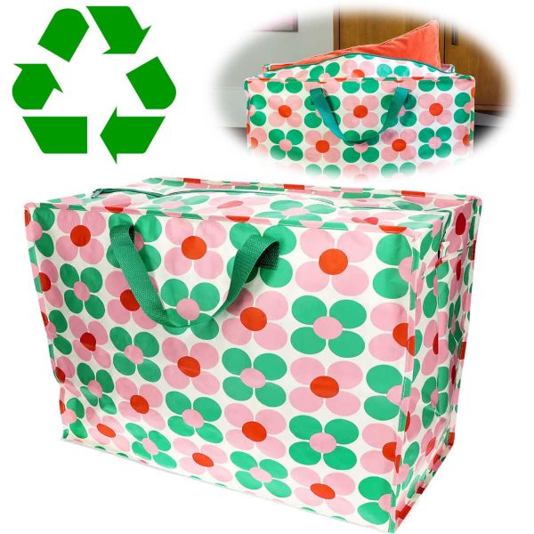 XXL Jumbo Bag Gänseblümchen Rosa 55cm Recycled Allzwecktasche Einkaufstasche