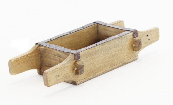 Teak Holz Ziegelform 45x15x9cm 4 Griffe Aufbewahrung-Box Deko-Kiste