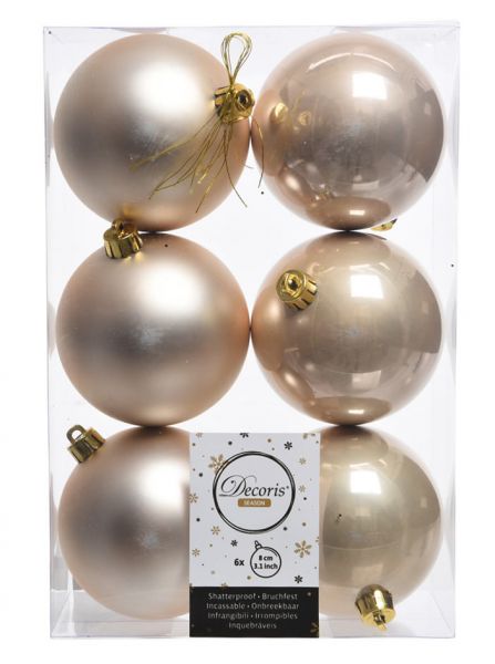 6 Design Weihnachtskugeln 8cm Perle Kunststoff Baumkugel Dekokugel