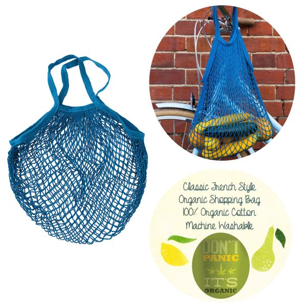Einkaufstasche Bio Baumwolle Blau Einkaufsnetz Einkaufs-Beutel