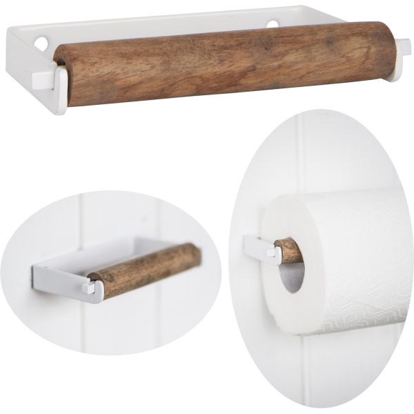 Vintage Metall Toilettenpapierhalter Weiß 13cm Altum Holzrolle Rollenhalter