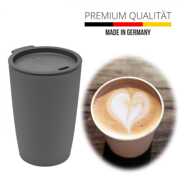 Design Coffee to Go Becher 310ml Grau Made in Germany Trinkbecher Kaffee Tee