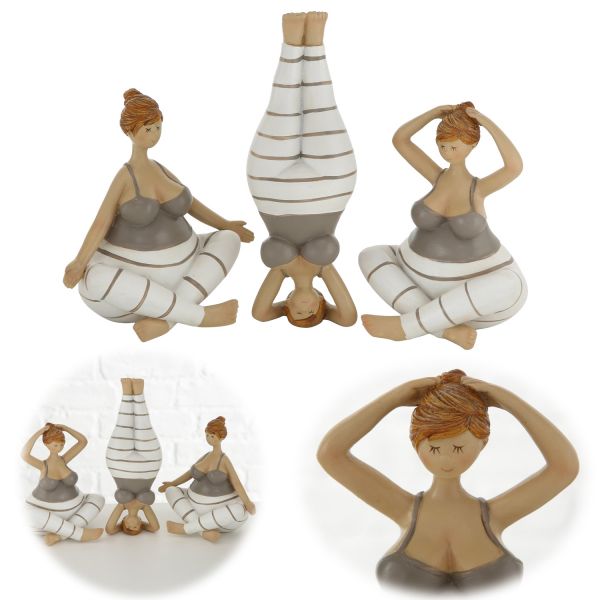 3 Yoga Frauen Deko-Figur Set Molly 21cm Skulptur Gymnastik Feng Shui Deko-Objekt